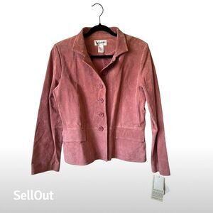 Vintage Bagatelle Women's‎ Pink Suede Leather Jacket Size 12 Casual Button-Up